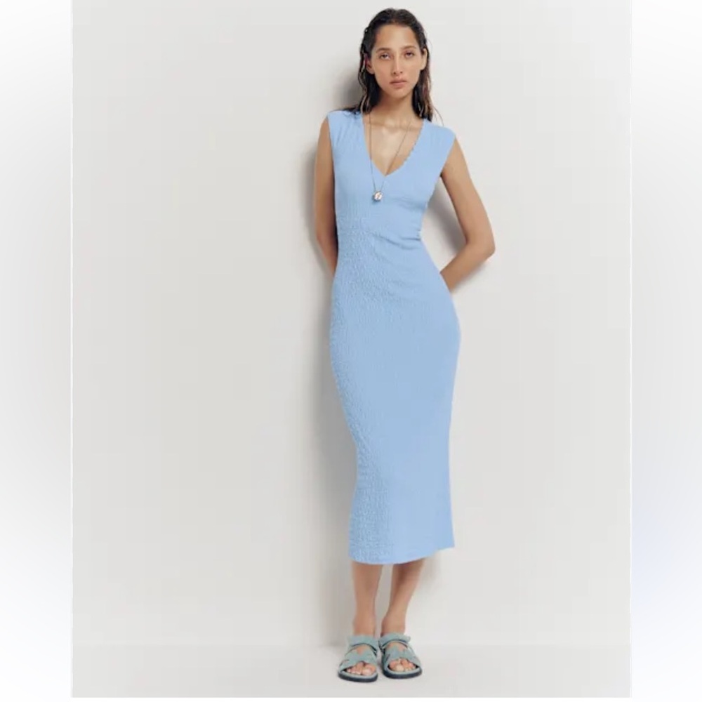 Reformation Palm knit dress in light blue size Large